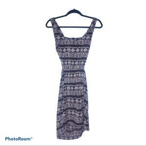 Black & White Aztec Print Dress Summer Open Back
